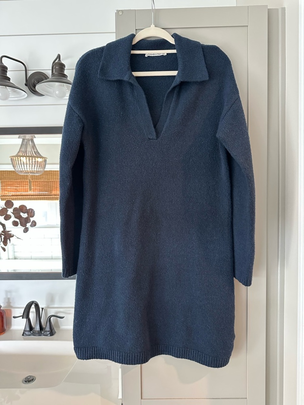 Abercrombie & Fitch Navy Shawl Collar Knit Top